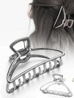 Заколка Краб для волос. Полукруглая. Металл. Цвет серебро
