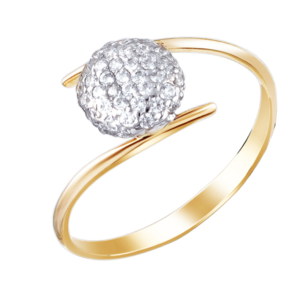 Кольцо с кристаллом Swarovski из жёлтого золота 585 пробы JA-R-К1311237