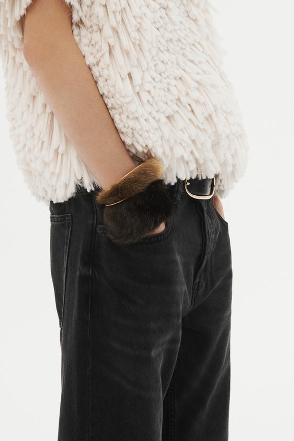 ZARA ТОП ИЗ ИСКУССТВЕННОГО МЕХА - LIMITED EDITION, СВЕТЛО-БЕЖЕВЫЙ