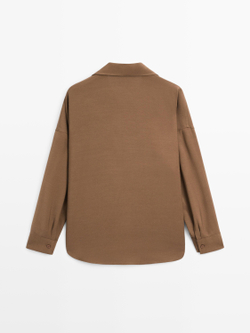 Massimo Dutti Рубашка свободного кроя со скрытыми пуговицами, коричневый