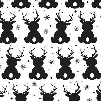 Олени и снежинки силуэты