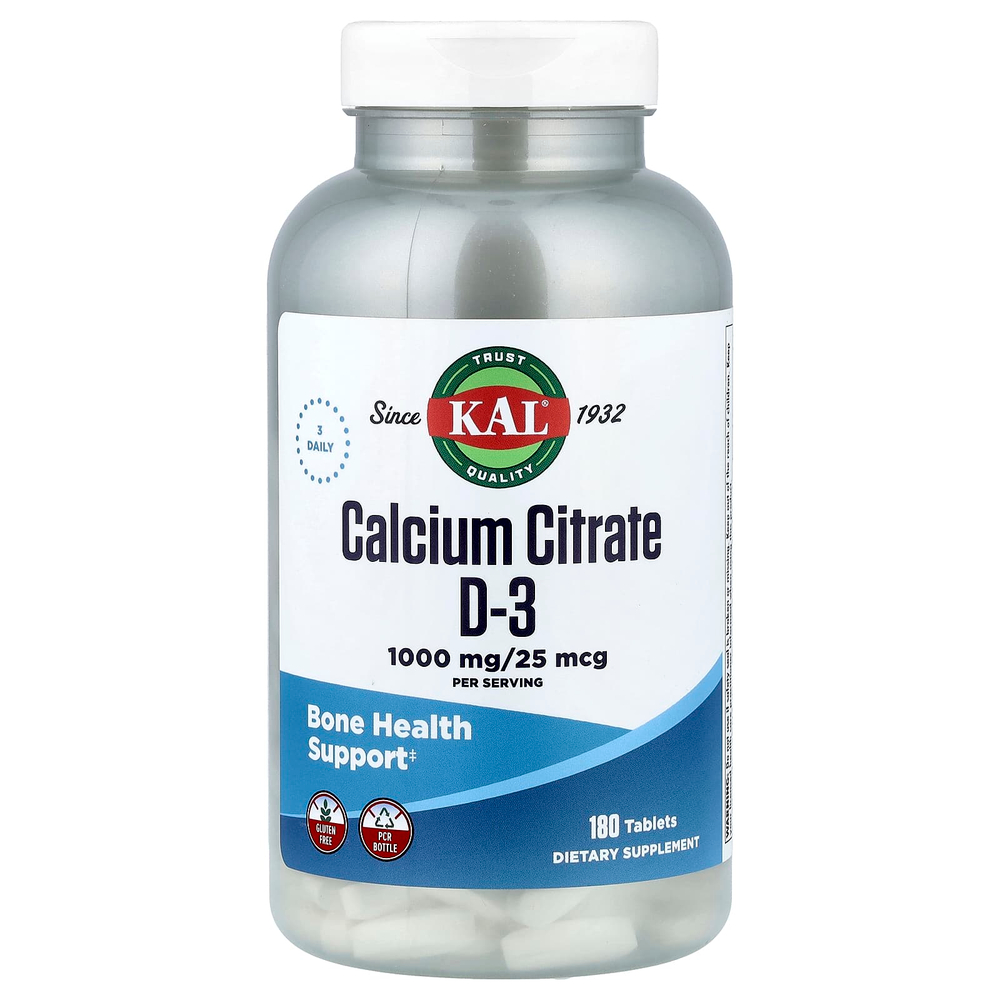 KAL, Цитрат кальция D-3, 180 таблеток