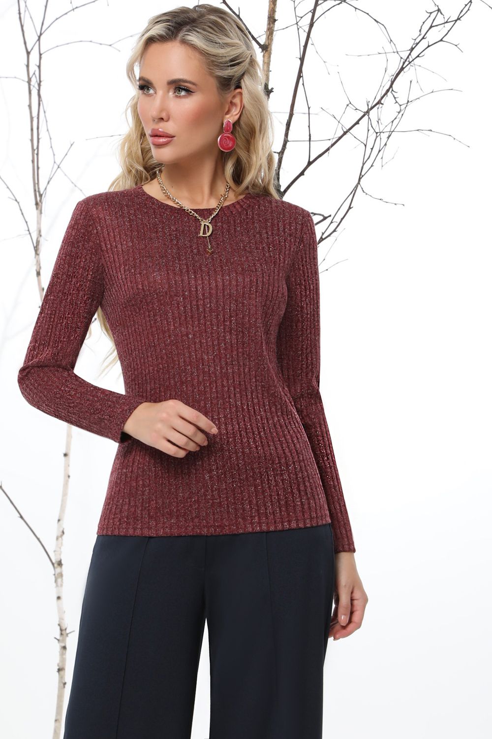 Лонгслив бордовый в рубчик DStrend (Акция)