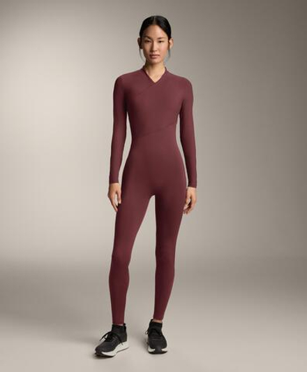 Oysho Комбинезон Comfortlux с длинными рукавами, бордовый