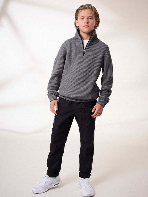 Джемпер вязаный с молнией для мальчика Next K84-013, Темно-серый
