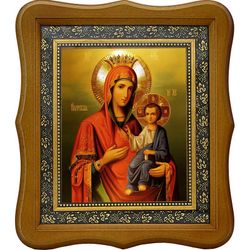 Иверская (Вратарница, Портатисса) икона Божьей Матери на холсте.