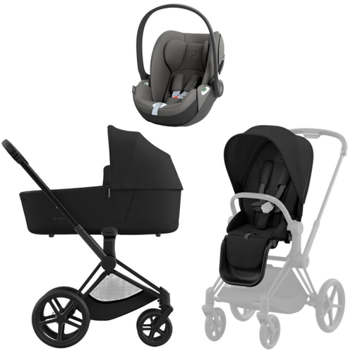 Коляска 3 в 1 Cybex Priam IV Matt Black complete и автокресло Cloud T i-Size Mirage Grey Sepia Black