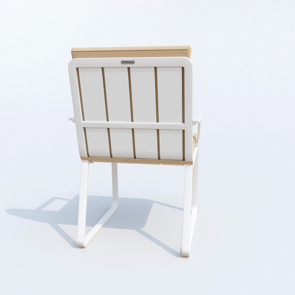 Обеденная группа Ideal Patio ТЕЛЛА  АЛЬБА  каркас белый, стол тик 180, ткань бежевая