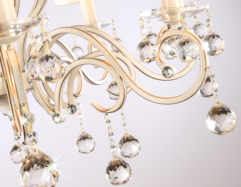 Подвесная люстра с абажурами TR4561/8 BG/GD бежевый/золото E14/8 max 40W D750*605