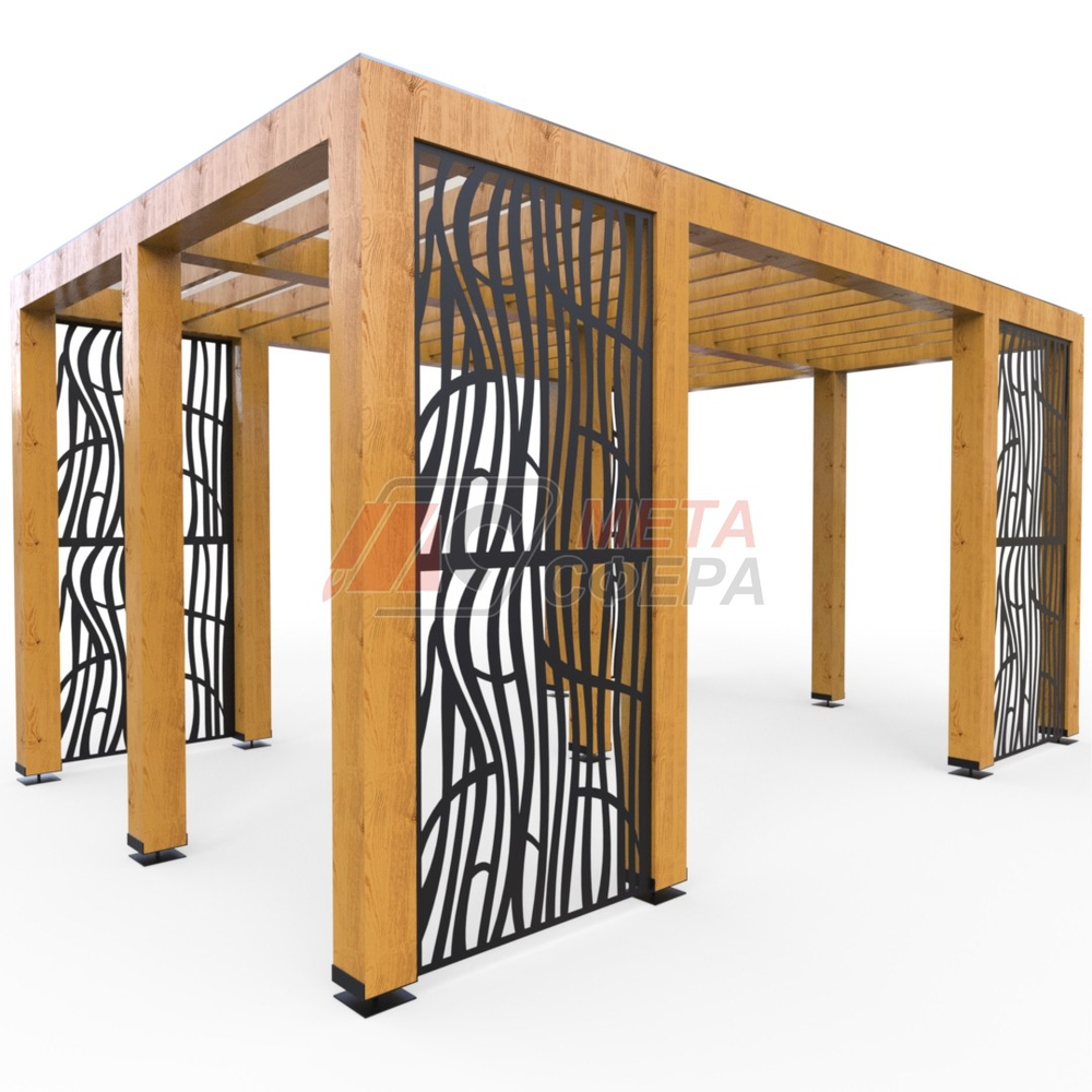 Беседка с резными панелями