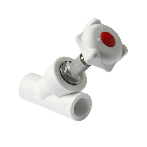 Вентиль прямоточный ПП 45гр. 25 PN 25, белый, Pro Aqua PA42010