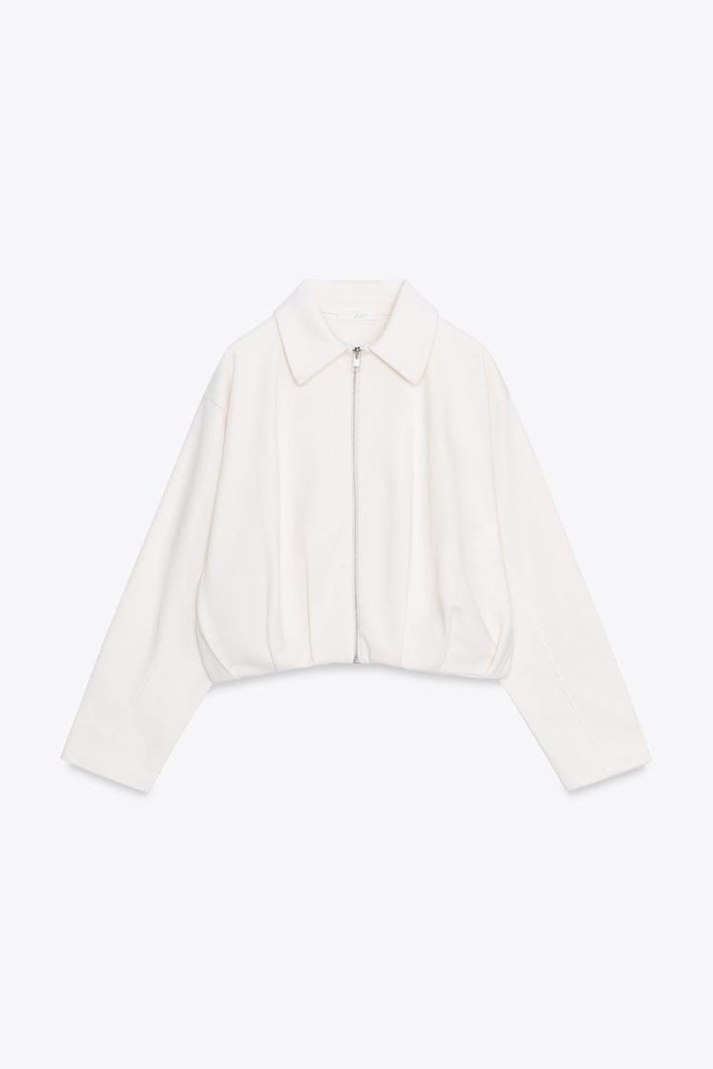 ZARA БОМБЕР ИЗ МЯГКОЙ ТКАНИ СО СКЛАДКАМИ, ЭКРЮ