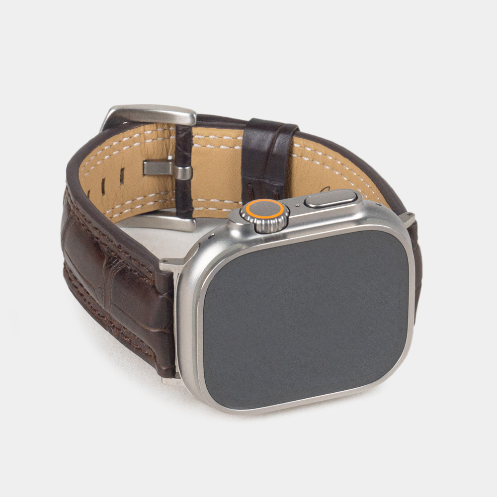 Ремешок для Apple Watch Ultra 49mm из кожи аллигатора, коричневого цвета