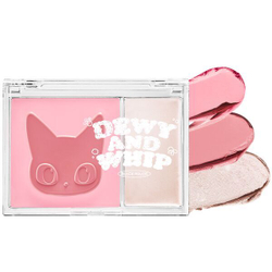 Палетка для сияния кожи кремовые румяна+хайлайтер Black Rouge Dewy Whip Cheek And Beam #DW01 Strawberry, 11.5г