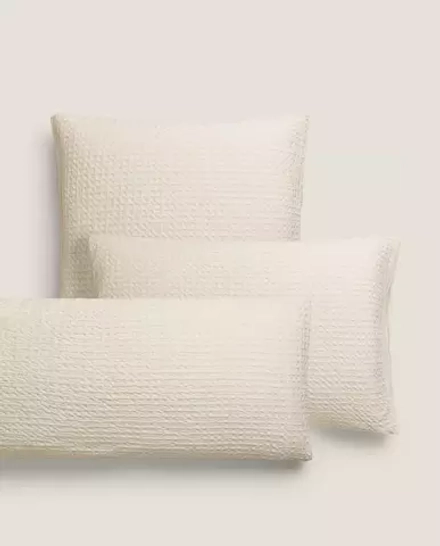 ZARA HOME (200 НИТЕЙ) НАВОЛОЧКА РЕЛЬЕФНОЙ ВЯЗКИ, ЭКРЮ