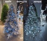 Заснеженная ель с гирляндой «Форесто» холодный свет (Литая+пвх) 120 см / 1,2 м