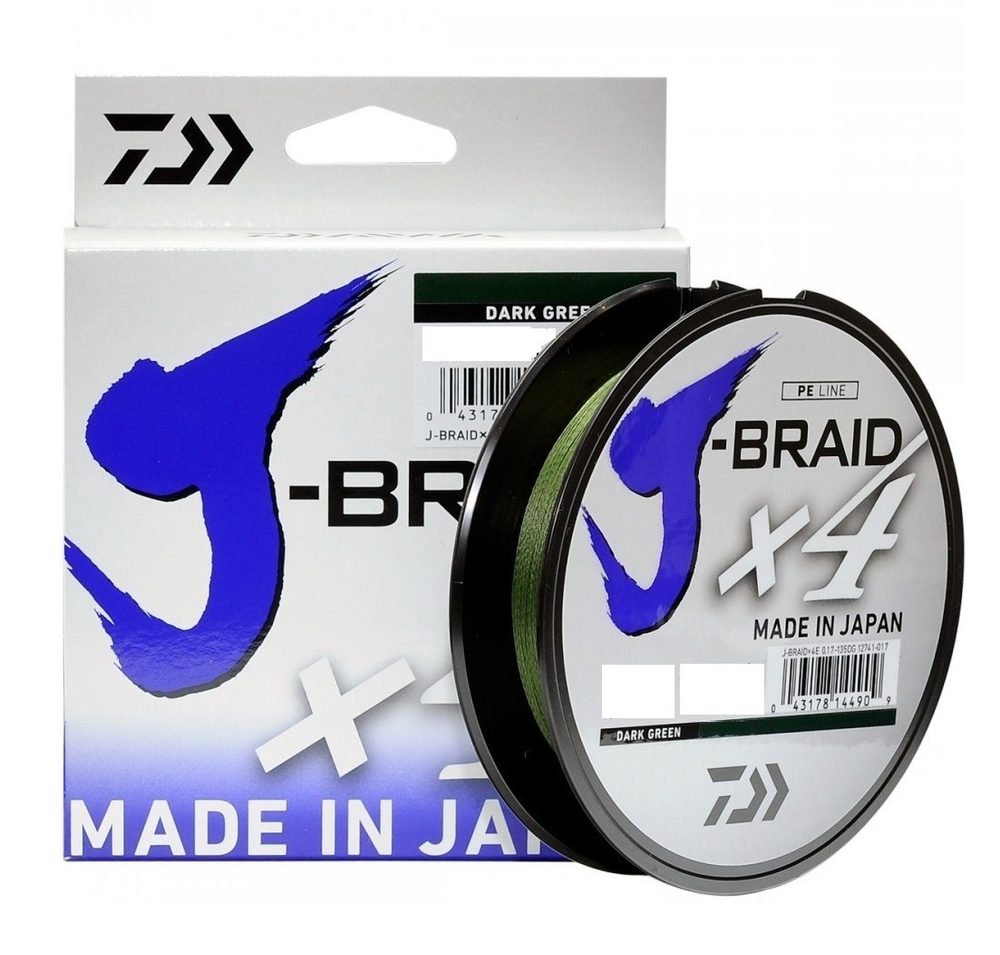 Плетеный шнур Daiwa J-Braid X4 Dark Green 0,25мм 135м