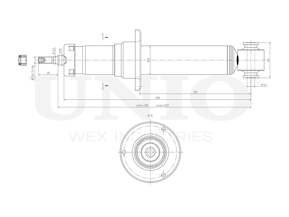 Амортизатор газовый задней подвески UNIO SAB-10766