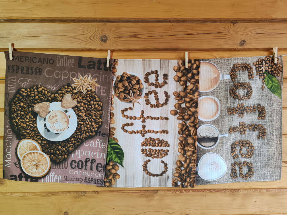 Набор кухонных полотенец, 3 шт , 45х60 см , рогожка