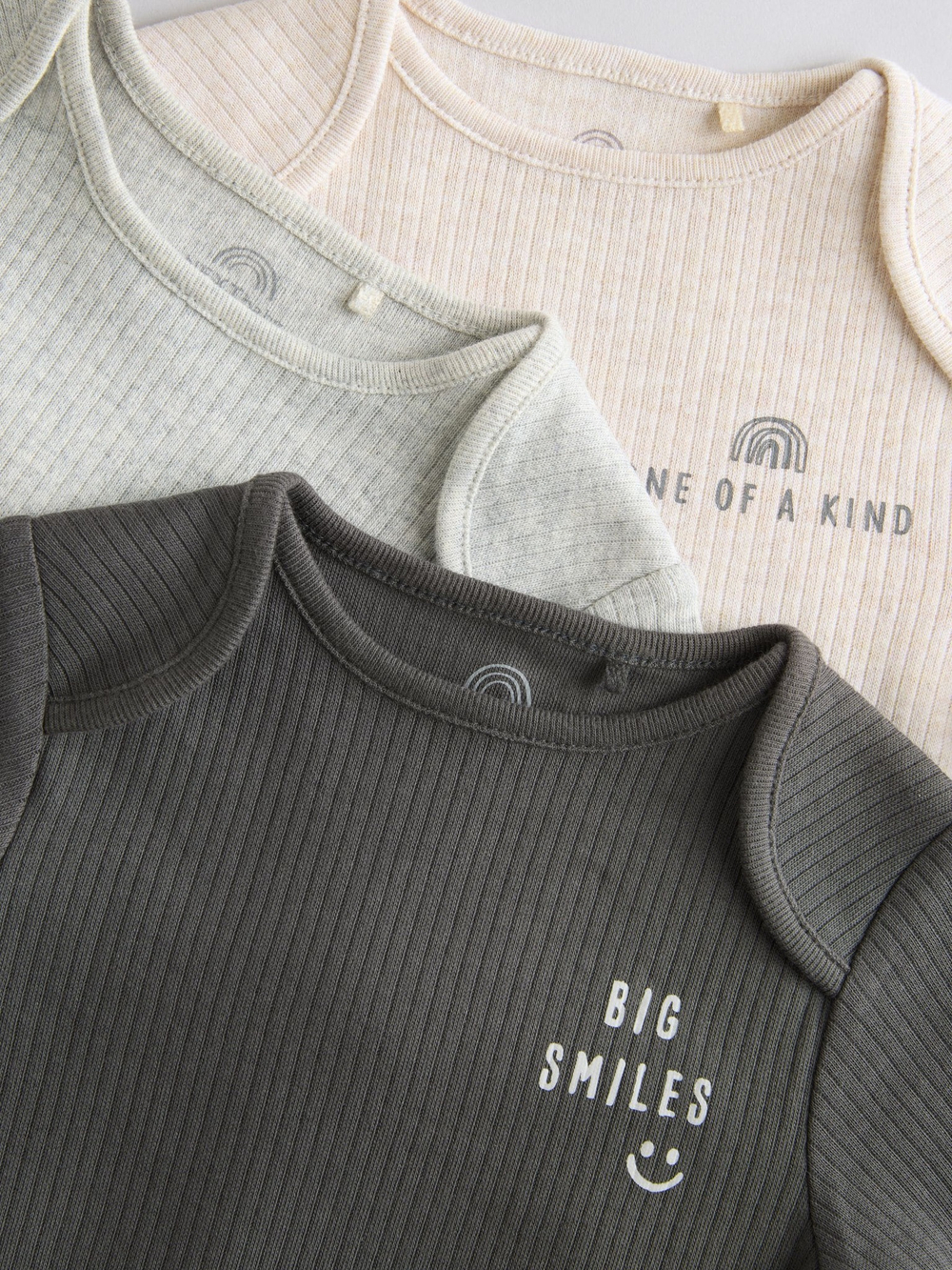 Боди с длинным рукавом для малышей Next E19-891, 3 шт., Темно-серый, Серый, Бежевый