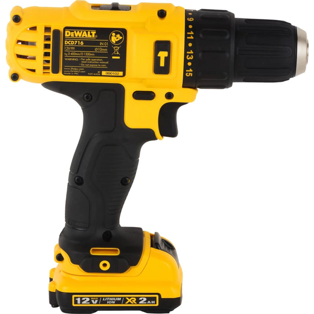 DeWalt DCD716D2-QW аккумуляторный шуруповерт (2 x 2 Ач, ЗУ)