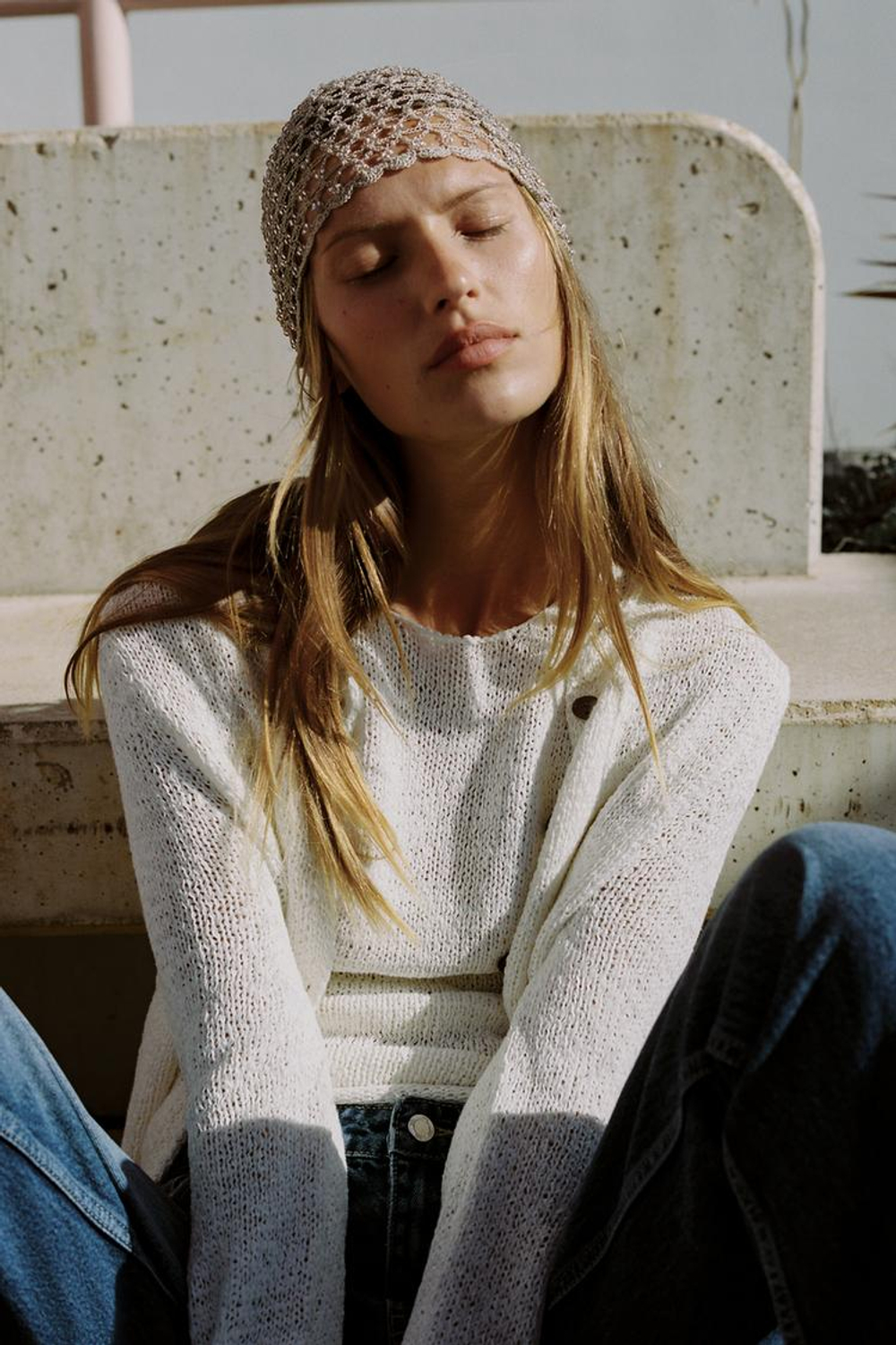 ZARA КАРДИГАН КРУПНОЙ ВЯЗКИ, ЭКРЮ