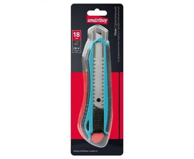 Нож строительный, Smartbuy, 18 мм, отламываемое лезвие, прорезиненный корпус