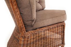 Бергамо плетеный угловой диванный модуль, диван коричневый/соломенный, искусственный ротанг