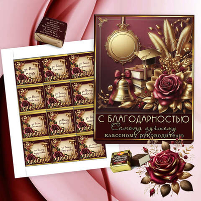 Шокобокс С благодарностью классному руководителю, набор 12 конфет