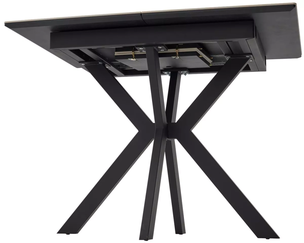 Стол КОМИЛЬФО МИНИ 100 БЕЛЫЙ МРАМОР с прожилками латте, керамика / ЧЕРНЫЙ, М-City