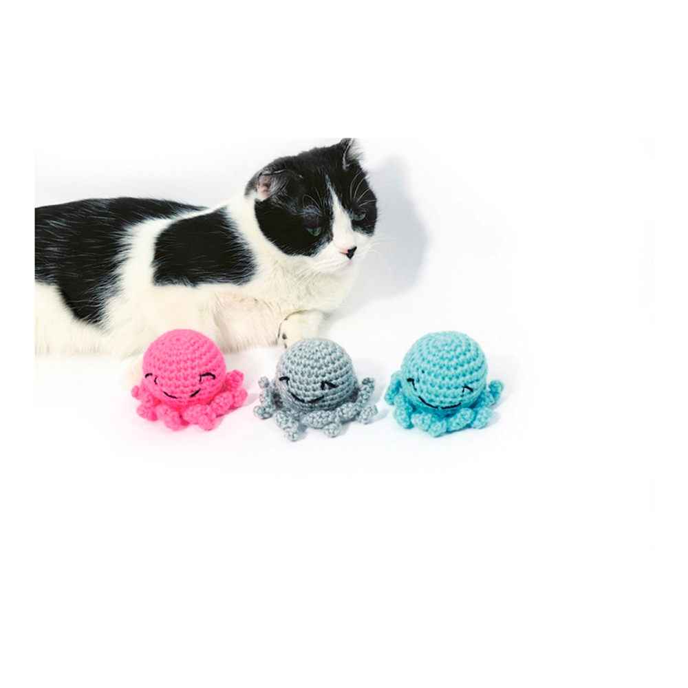 Игрушка  M-PETS PLAY "Осьминог" с кошачьей мятой для кошек , 7,5x7,5x 5,5 см, цвет серый