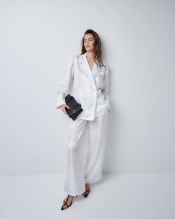 Костюм в пижамном стиле из вискозы Гуччи белый