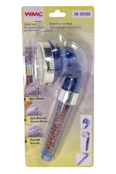 Лейка душевая трехфункциональная (душ/массаж/душ+массаж,80х80х230мм),в блистере WMC TOOLS WMC-SK-00596