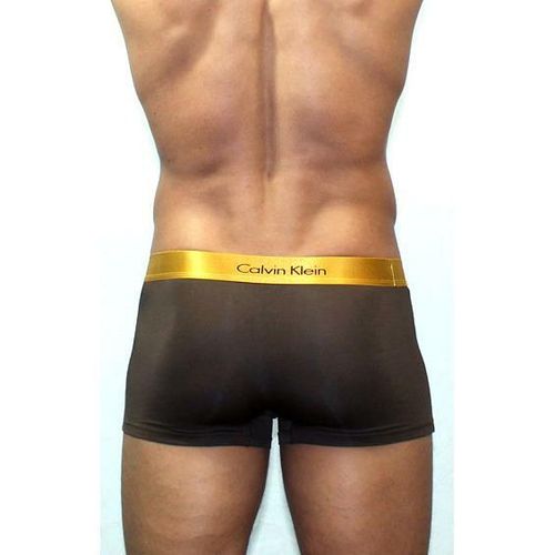 Мужские трусы боксеры серые с золотистой резинкой Calvin Klein Bold Trunks со вставкой