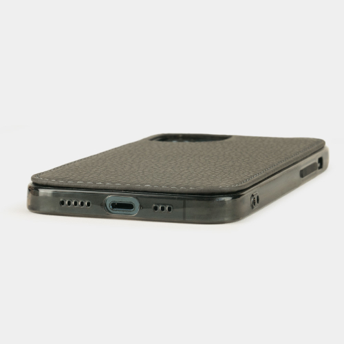 Чехол-накладка для iPhone 12 Pro Max из натуральной кожи теленка, серого цвета