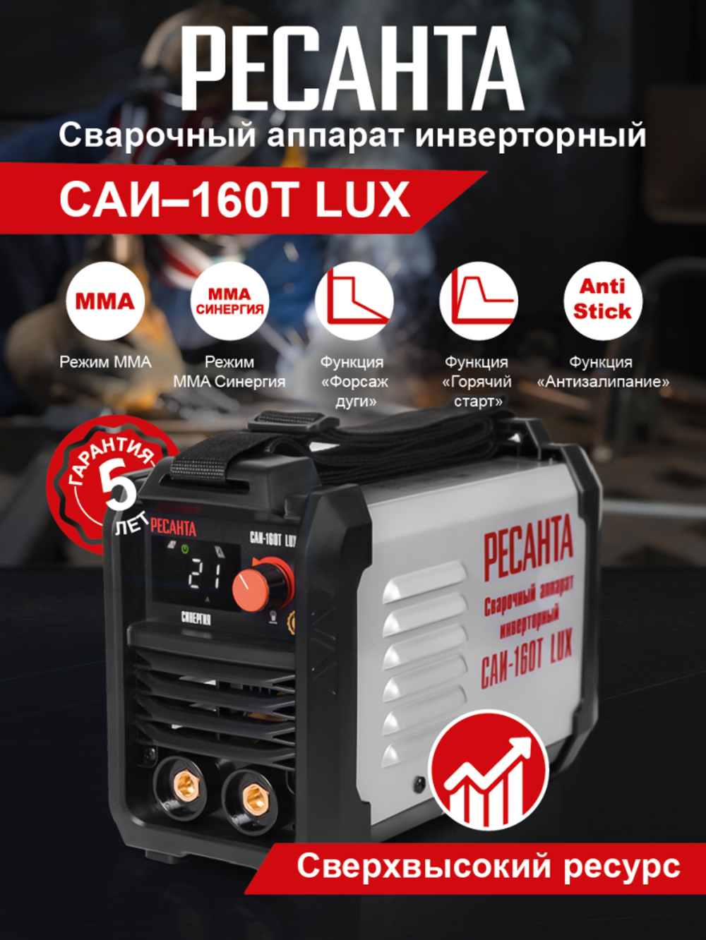 Сварочный аппарат инверторный Ресанта САИ-160Т LUX