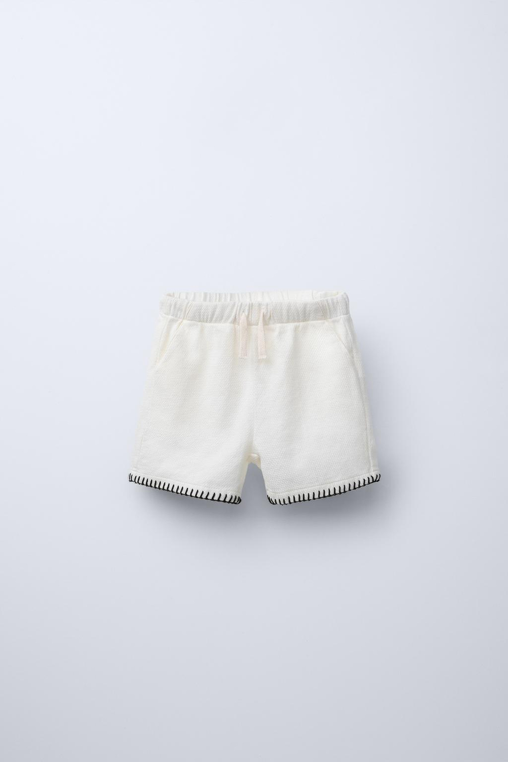 ZARA ШОРТЫ-БЕРМУДЫ С КОНТРАСТНОЙ ПОЛОСОЙ, БЕЛЫЙ