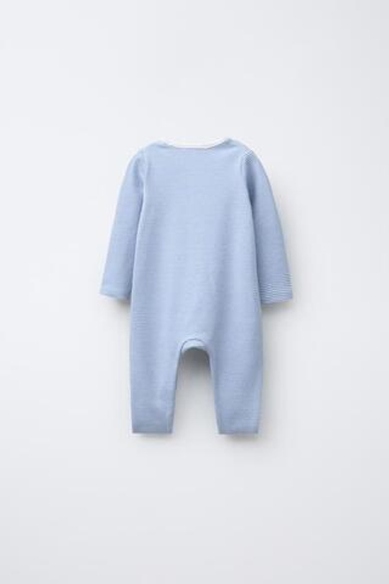 ZARA КОМБИНЕЗОН В ПОЛОСКУ С МНОГОФУНКЦИОНАЛЬНЫМИ НИЖНИМИ КРОМКАМИ, ВЫЦВЕТШИЙ СИНИЙ