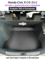Коврик ЭВА в багажник для Honda Civic X (15-21г.) Хэтчбек с докаткой без сабвуфера.