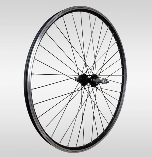 колесо 26"зад.ал.дв.фрез.обод,ст.вт.черн.36Н V-br под трещётку на гайках