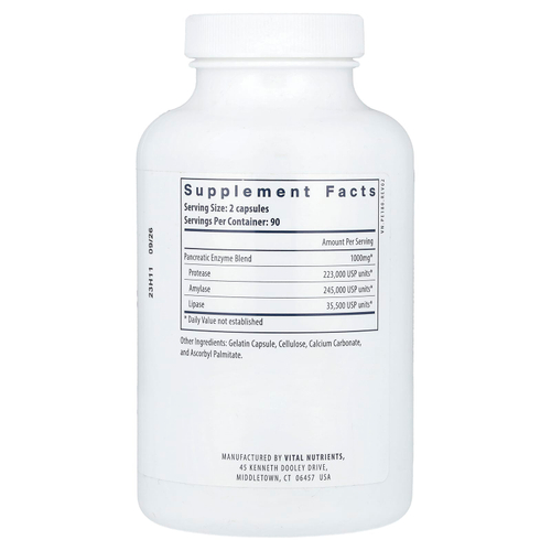 Vital Nutrients, Ферменты поджелудочной железы, 180 капсул