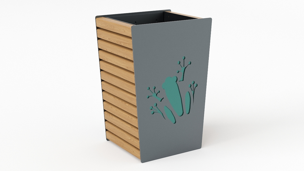 Урна уличная для мусора (сталь дерево) SK00013