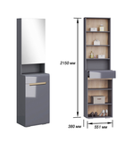 Тумба с зеркалом Стокгольм серый графит/серый глянец