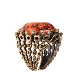 AM-2478 Кольцо «Океан» (латунь, янтарь)