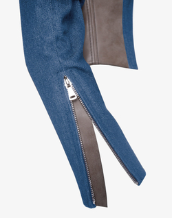 Куртка с кожаными вставками, синяя