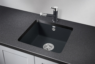 Granula 3601, ШВАРЦ (чёрный металлик), кухонная мойка, кварц