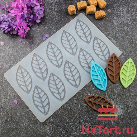 Силиконовый мат для отливки шоколада «Листочки»