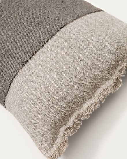 Чехол для подушки Lorin из льна зелёного цвета с бахромой 30 x 50 см