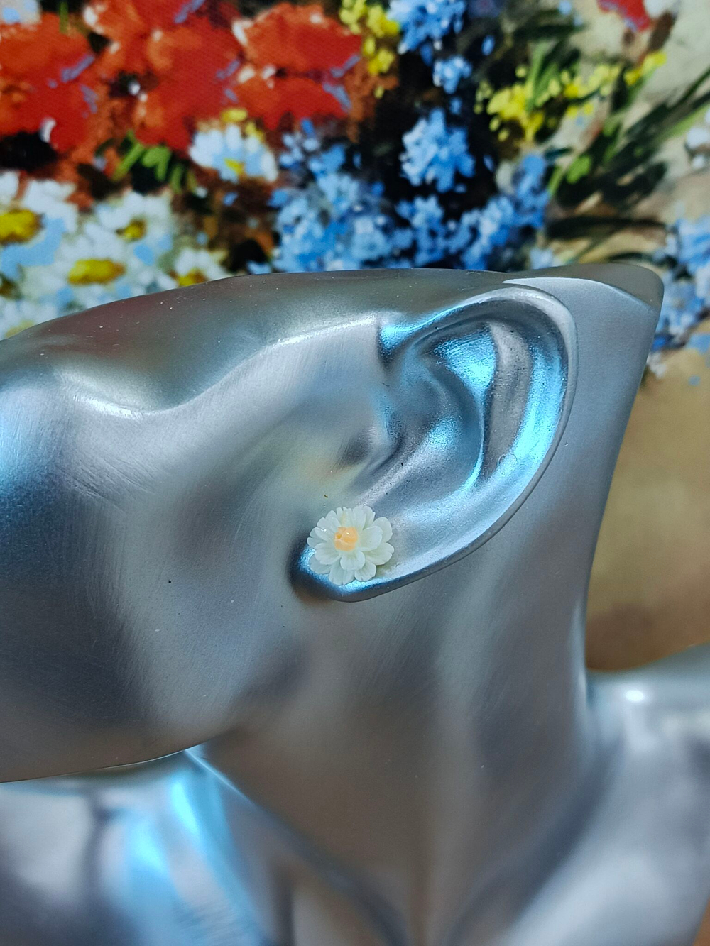 Серьги-пуссеты Ромашки