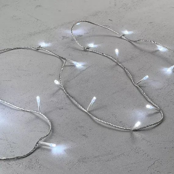 Светодиодная гирлянда 20 м., 200 холодных белых LED ламп, 24V., прозрачный силиконовый провод, IP65, Beauty Led (EST200-10-1W)